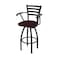 Holland Bar Stool Co Jackie with Arms 30 in. Swivel Bar Stool with Black Wrinkle Finish and Canter Bordeaux Seat 415 - alternate 1
